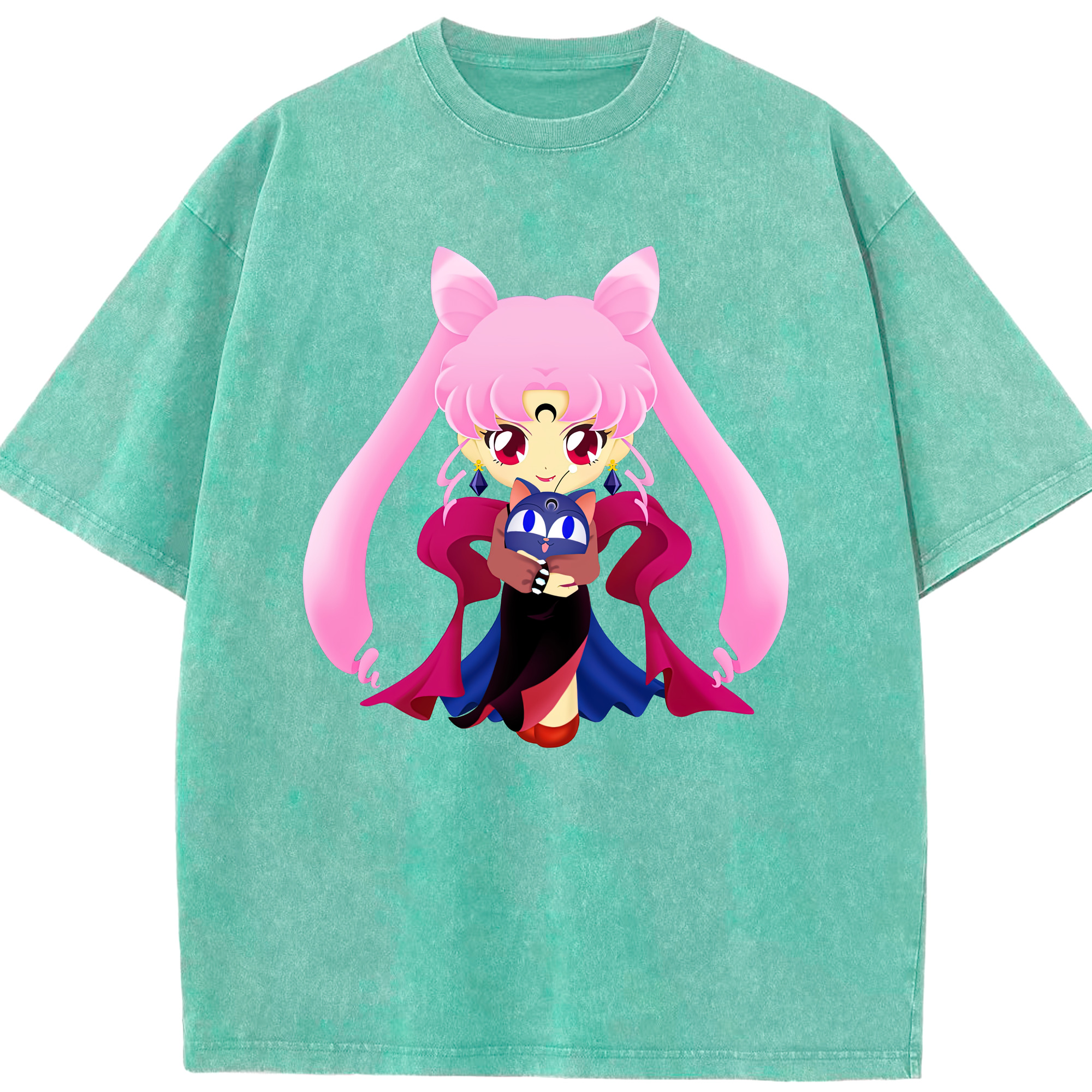（画像用） 美少女戦士セーラームーン ちびうさ Sailor Moon Chibiusa Tsukino Usagi Small Lady Serenity 綿100% ヴィンテージ風 半袖Tシャツ（フロントプリント）